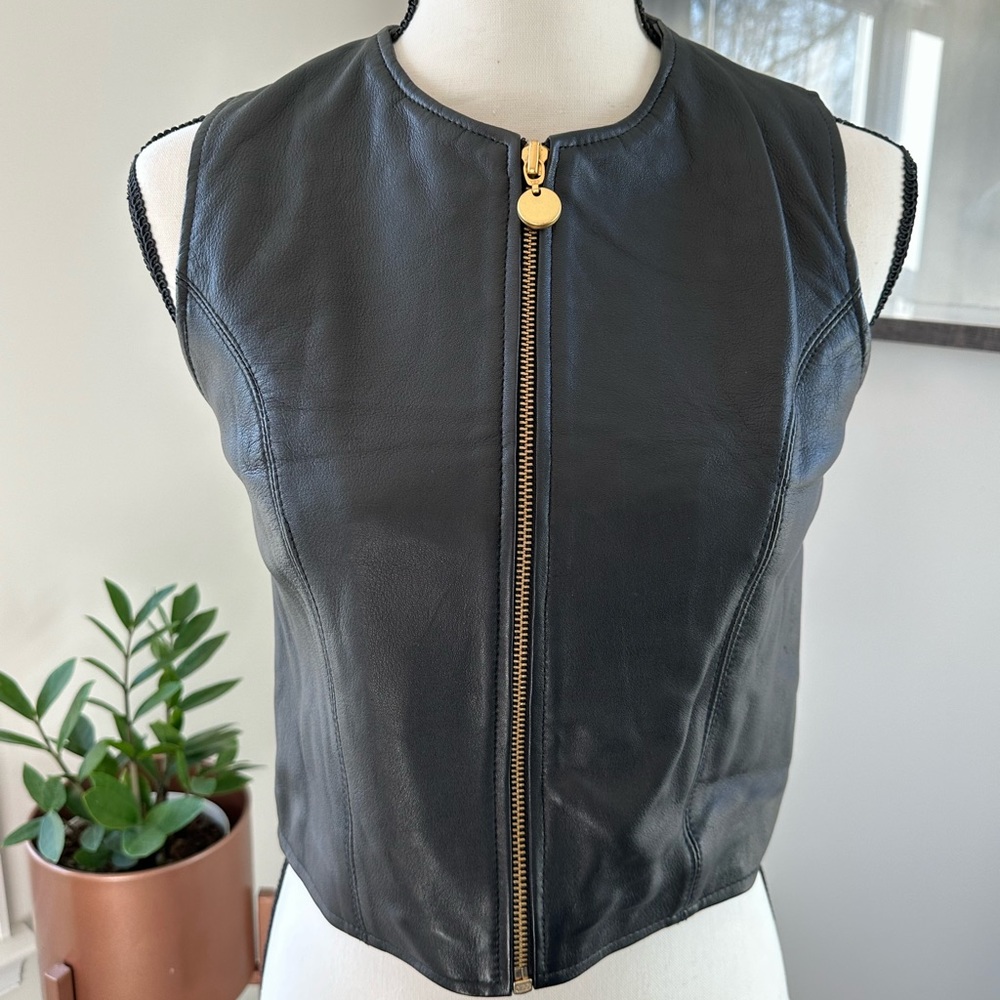 Women’s Black Leather Vest Small ~ Medium